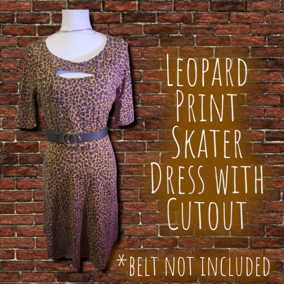 Leopard Print Skater Dress w'Cut Out - Picture 6 of 10